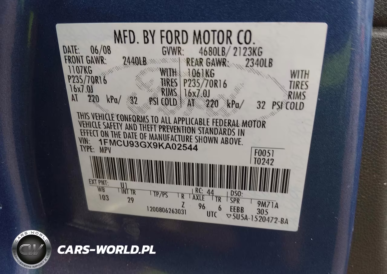 2009 Ford Escape Xlt VIN:1FMCU93GX9KA02544 - 9