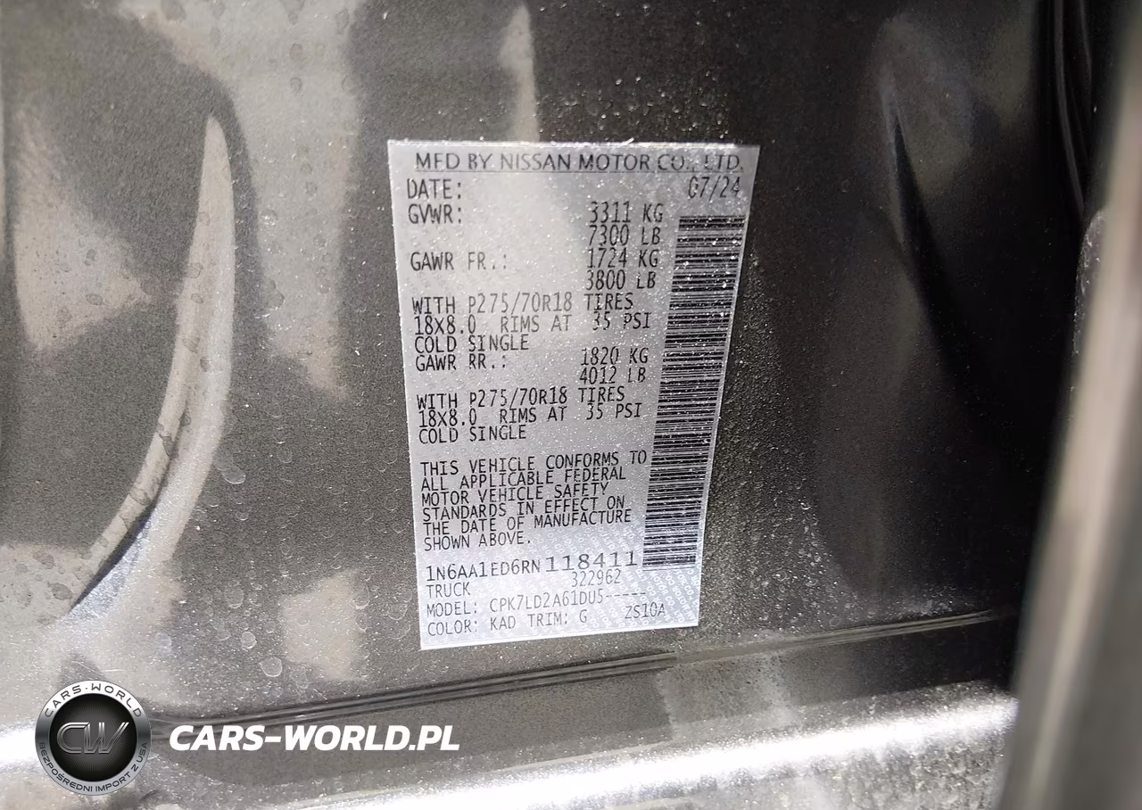 2024 Nissan Titan Pro-4X 4X4 VIN:1N6AA1ED6RN118411 - 9