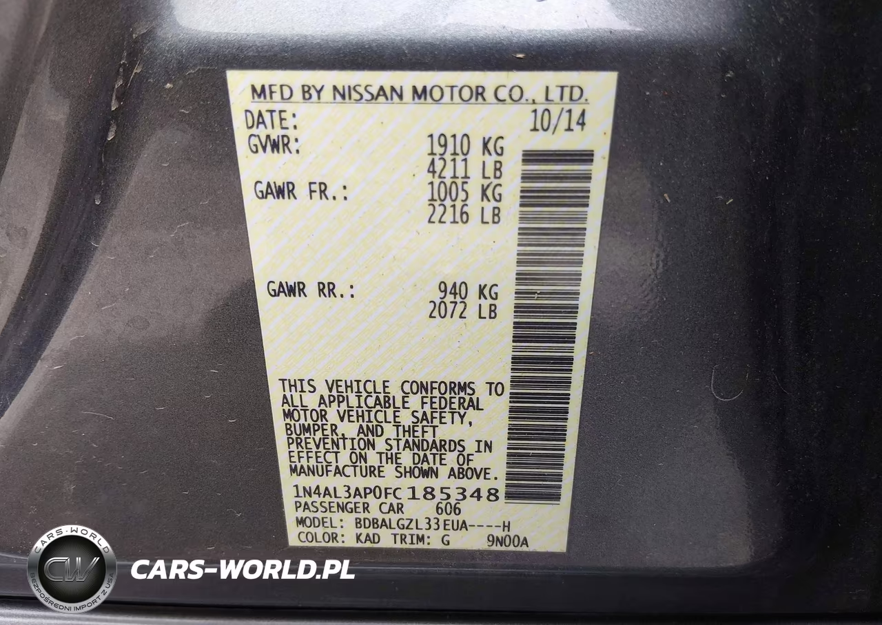 2015 Nissan Altima 2.5 S VIN:1N4AL3AP0FC185348 - 9