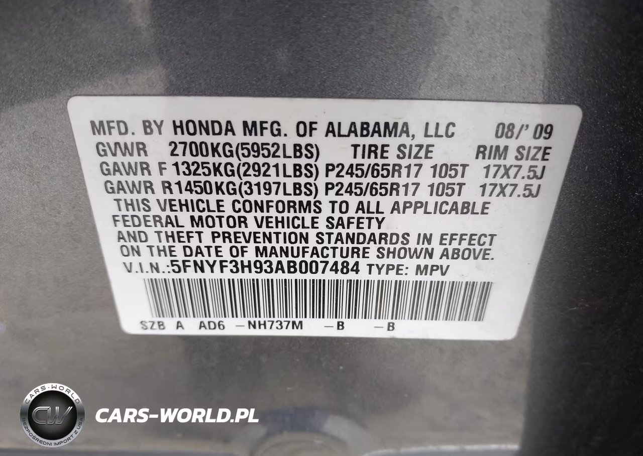 2010 Honda Pilot Touring VIN:5FNYF3H93AB007484 - 9