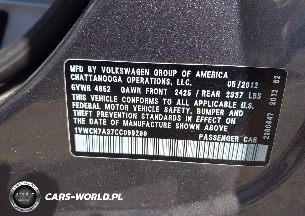 2012 Volkswagen Passat 2.0L Tdi Sel Premium VIN:1VWCN7A37CC099299 - 9