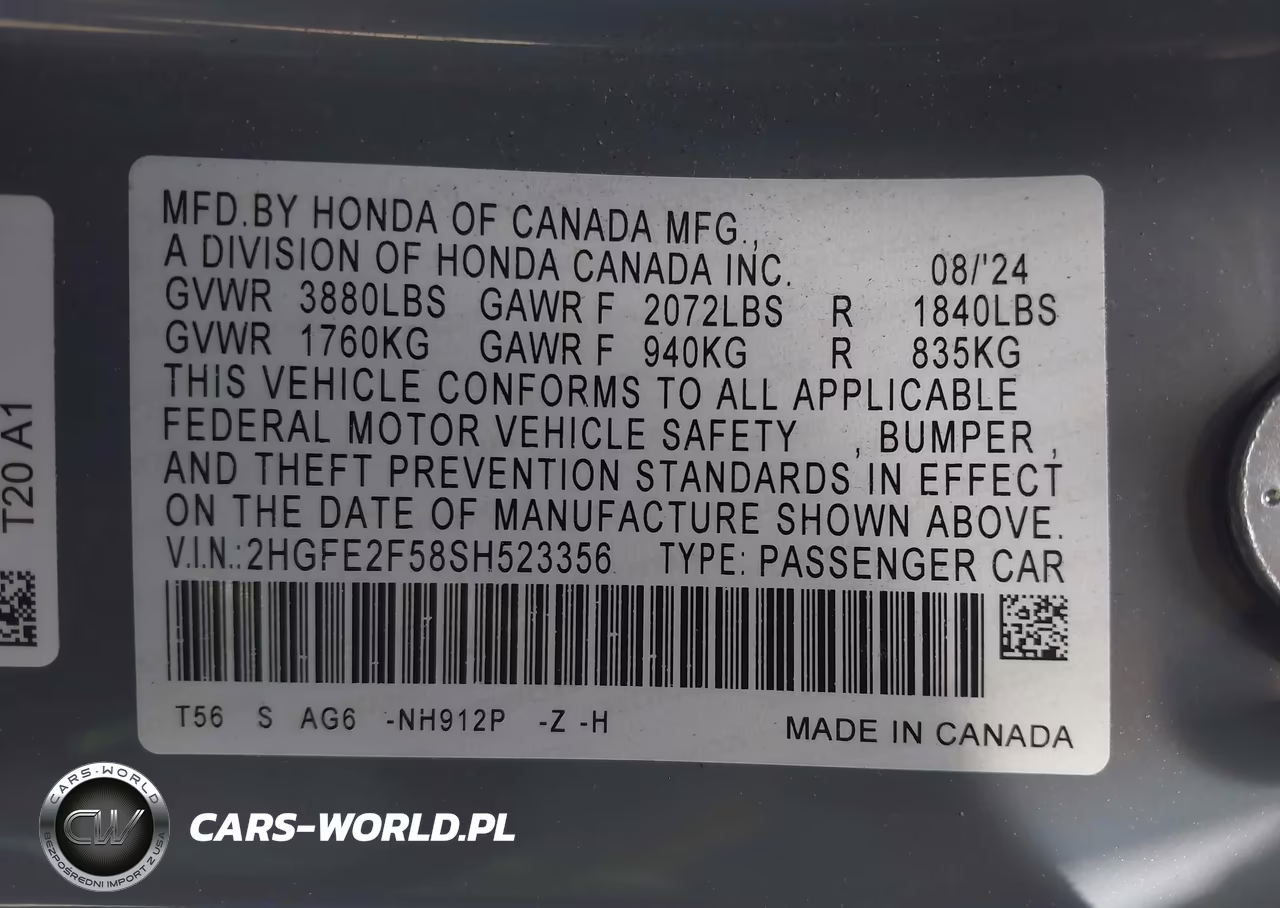 2025 Honda Civic Sport VIN:2HGFE2F58SH523356 - 9