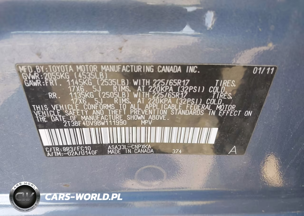 2011 Toyota Rav4 VIN:2T3BF4DV9BW111990 - 9