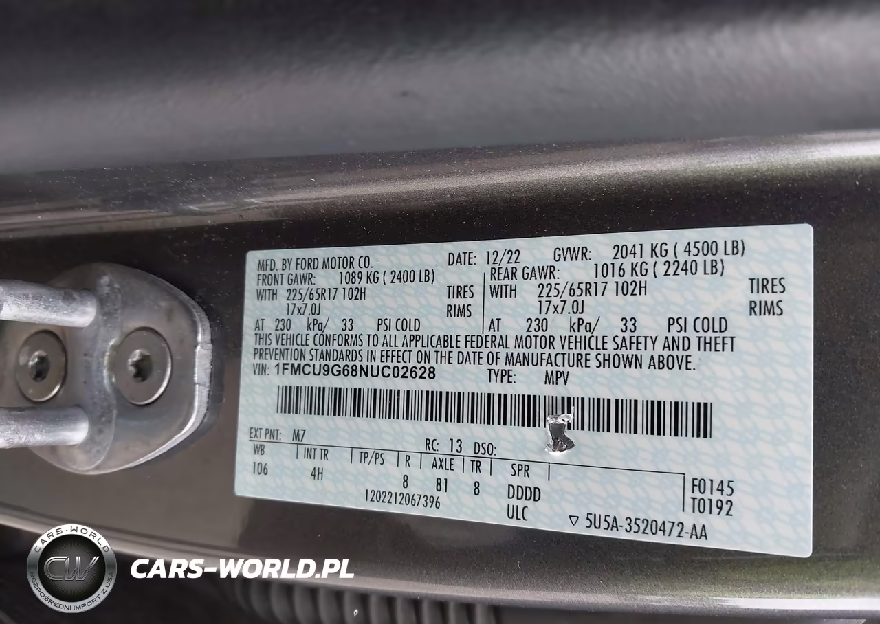 2022 Ford Escape Se VIN:1FMCU9G68NUC02628 - 9