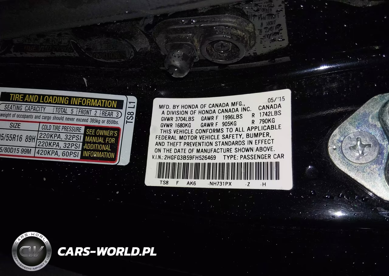 2015 Honda Civic Lx VIN:2HGFG3B59FH526469 - 9