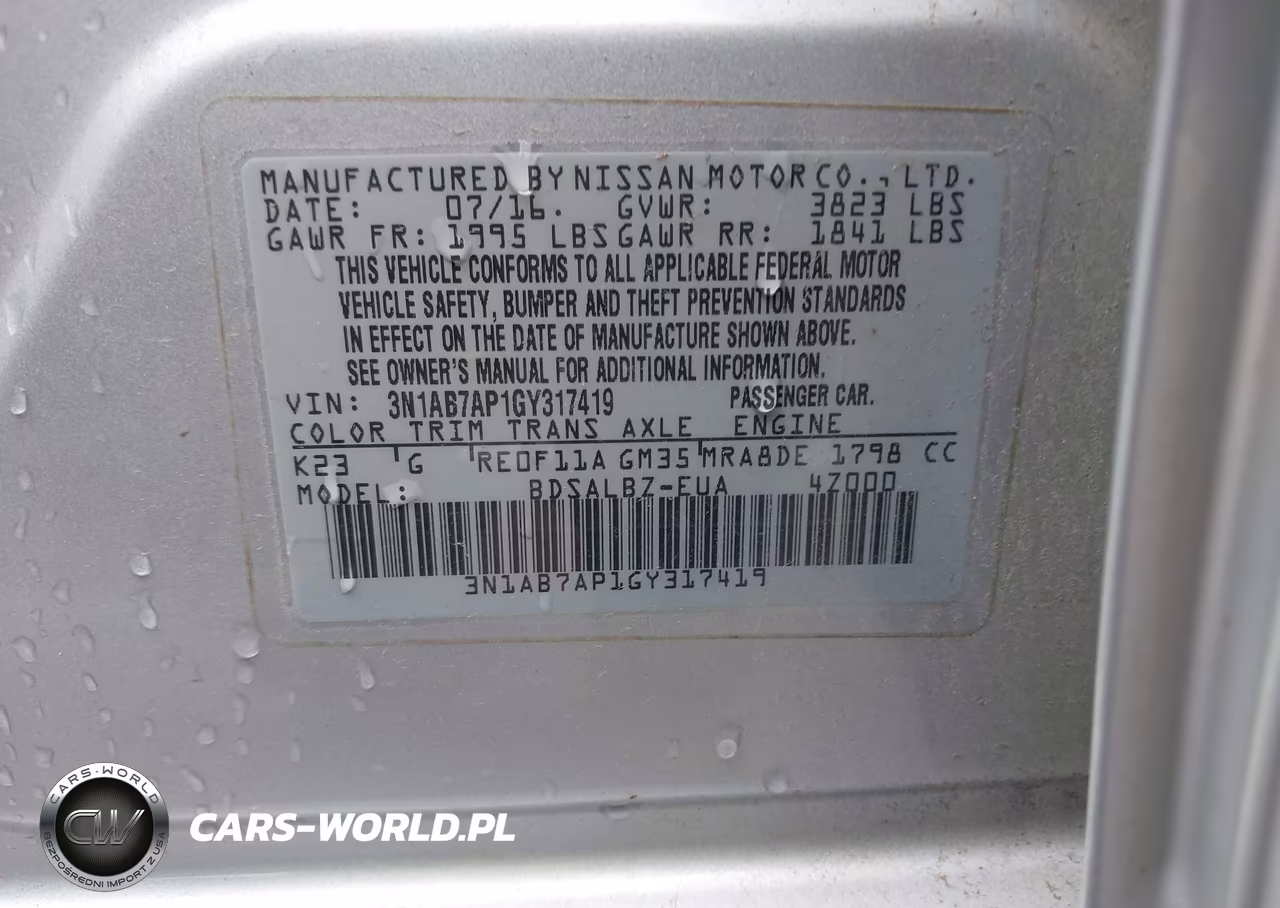 2016 Nissan Sentra S VIN:3N1AB7AP1GY317419 - 9