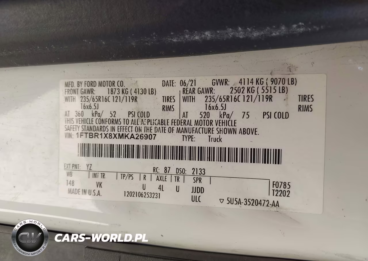 2021 Ford Transit-250 VIN:1FTBR1X8XMKA26907 - 9