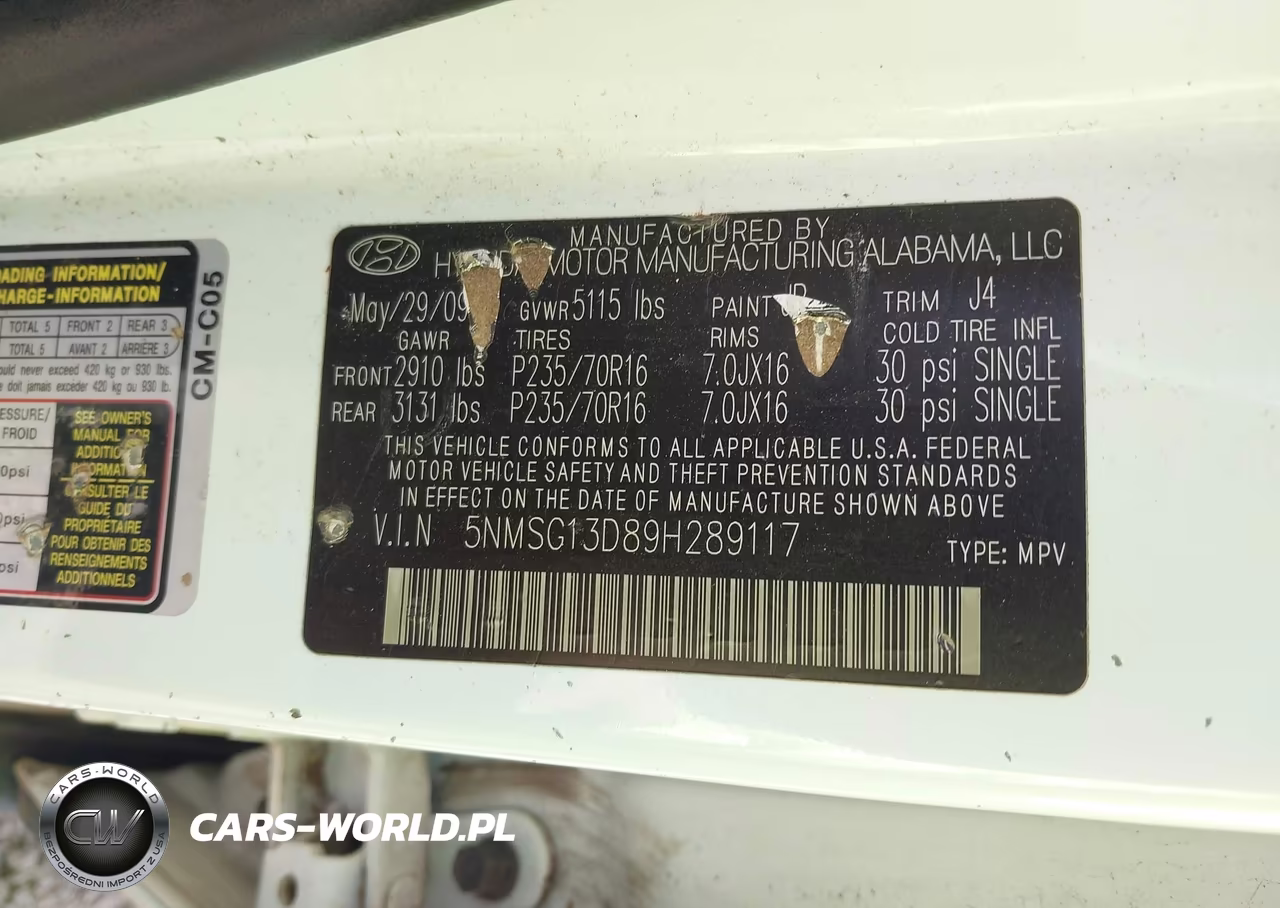 2009 Hyundai Santa Fe Gls VIN:5NMSG13D89H289117 - 9