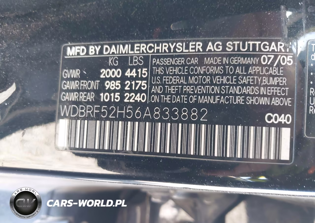 2006 Mercedes-Benz C-Class Sport VIN:WDBRF52H56A833882 - 9
