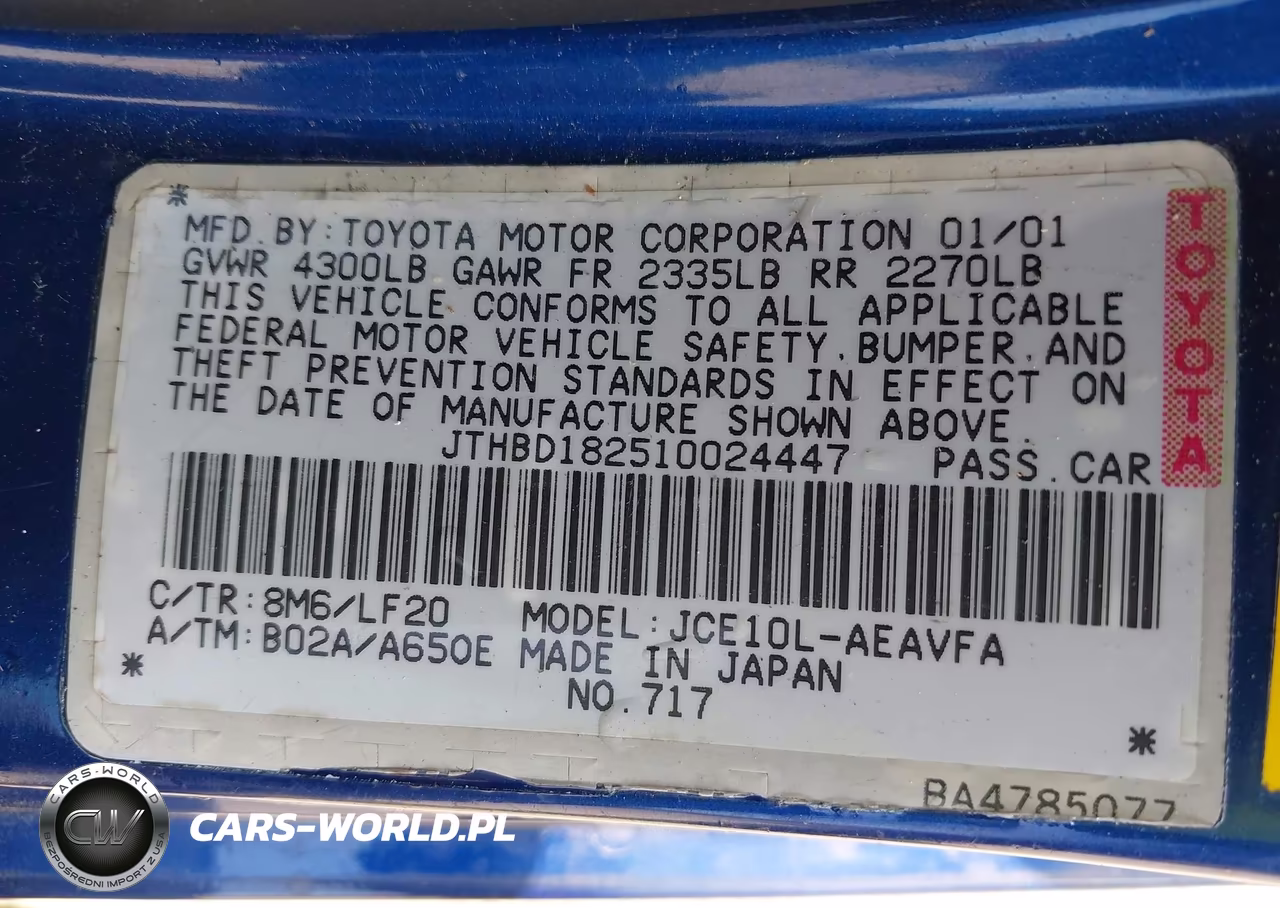 2001 Lexus Is 300 VIN:JTHBD182510024447 - 9