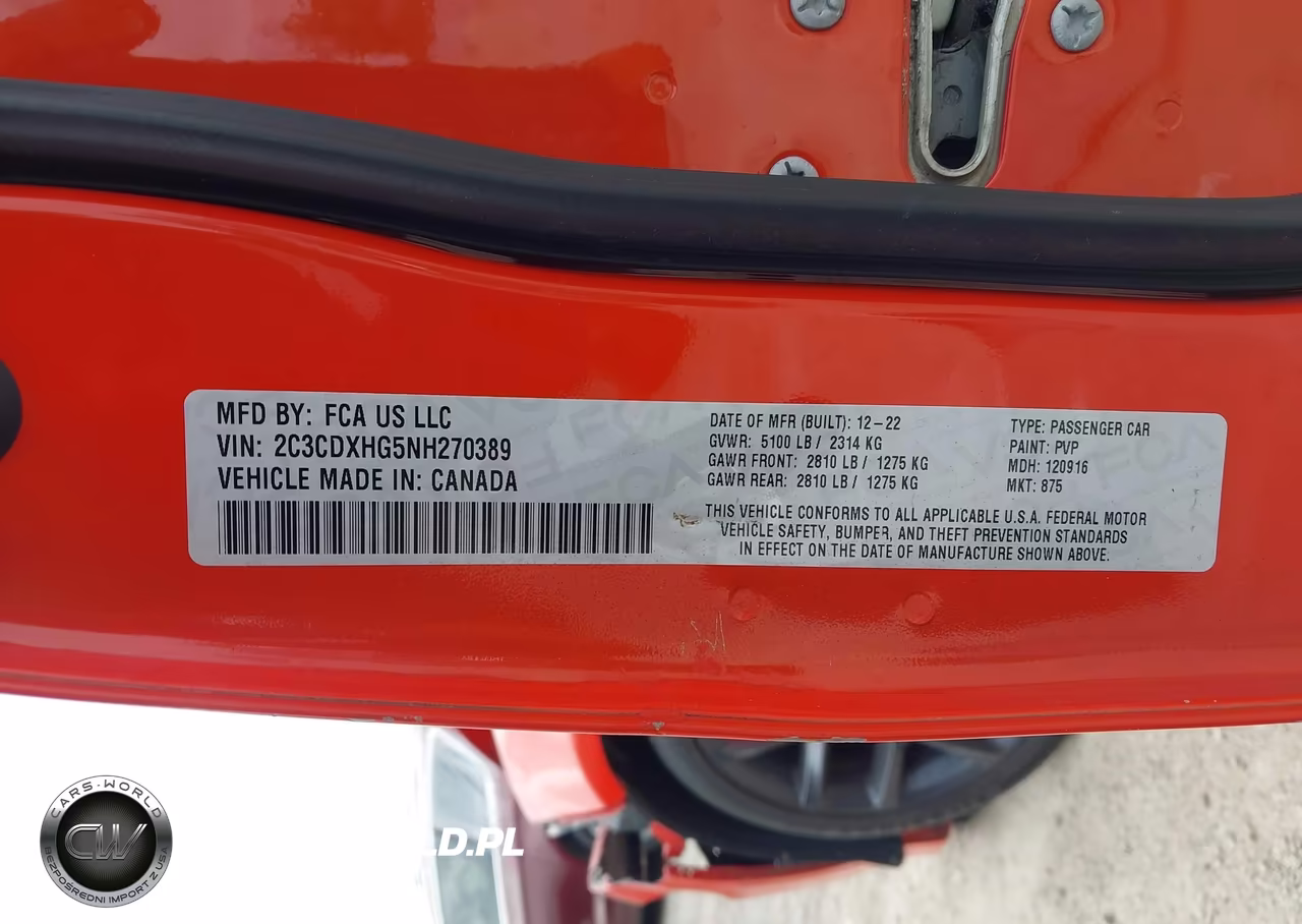 2022 Dodge Charger Gt Rwd VIN:2C3CDXHG5NH270389 - 9