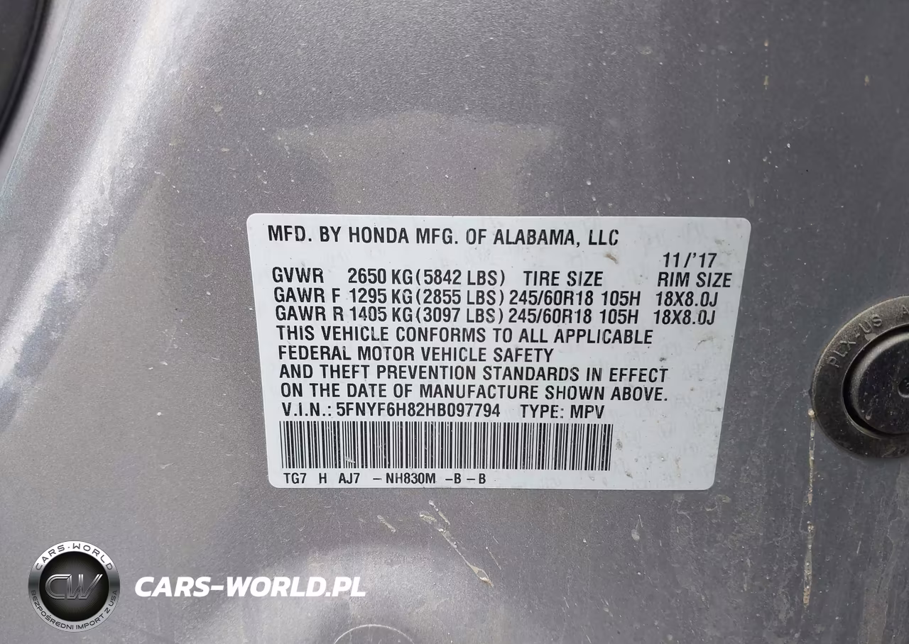 2017 Honda Pilot Ex-L VIN:5FNYF6H82HB097794 - 9