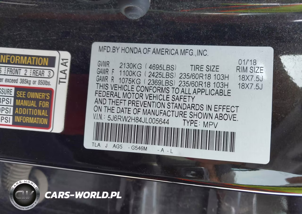 2018 Honda Cr-V Ex-L-Ex-L Navi VIN:5J6RW2H84JL005644 - 9