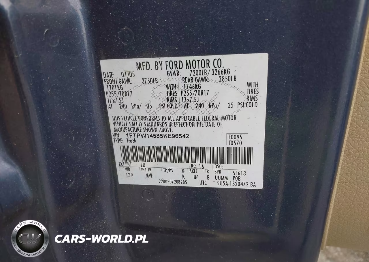 2005 Ford F-150 Fx4-Lariat-Xlt VIN:1FTPW14585KE96542 - 9
