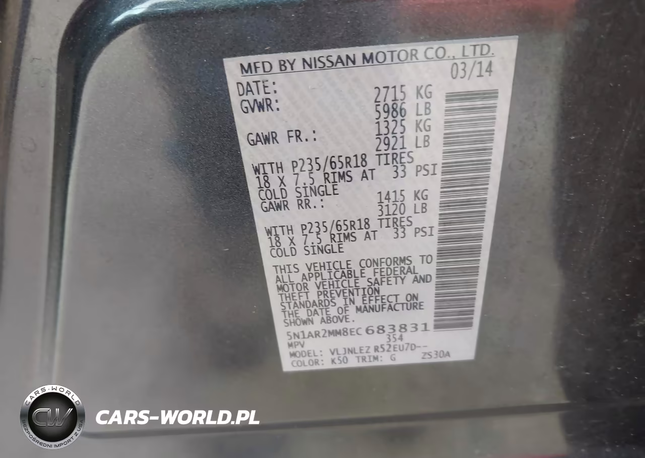 2014 Nissan Pathfinder Sv VIN:5N1AR2MM8EC683831 - 9