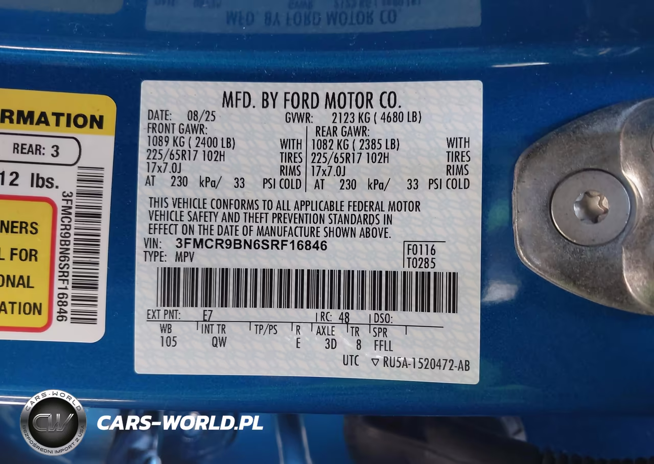 2025 Ford Bronco Sport Big Bend VIN:3FMCR9BN6SRF16846 - 9