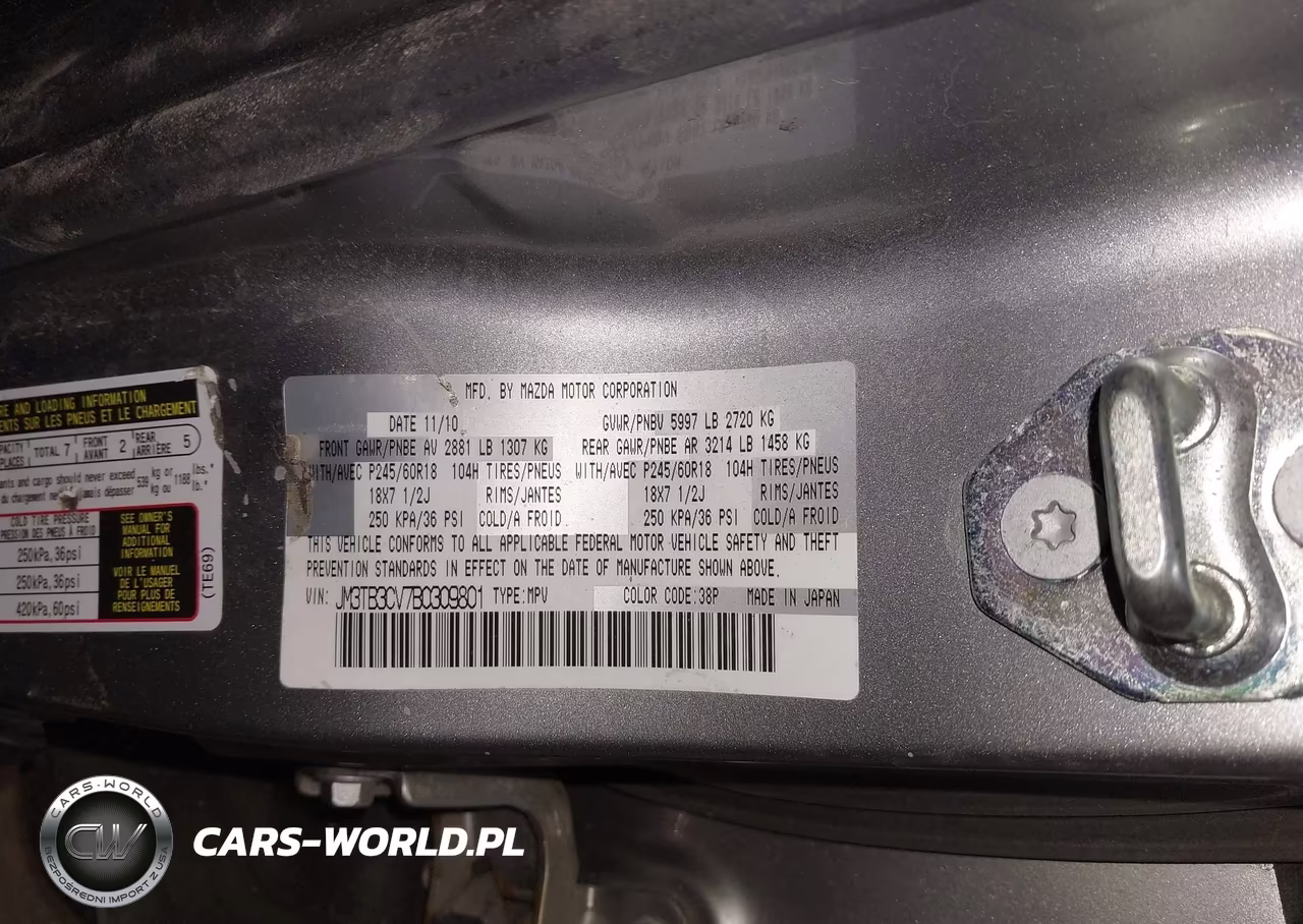 2011 Mazda Cx-9 Touring VIN:JM3TB3CV7B0309801 - 9