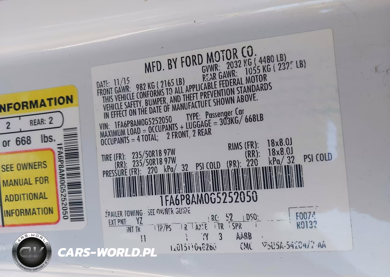 2016 Ford Mustang V6 VIN:1FA6P8AM0G5252050 - 9