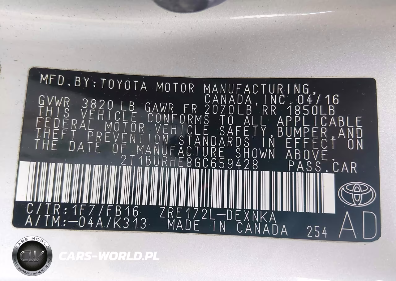 2016 Toyota Corolla Le VIN:2T1BURHE8GC659428 - 9