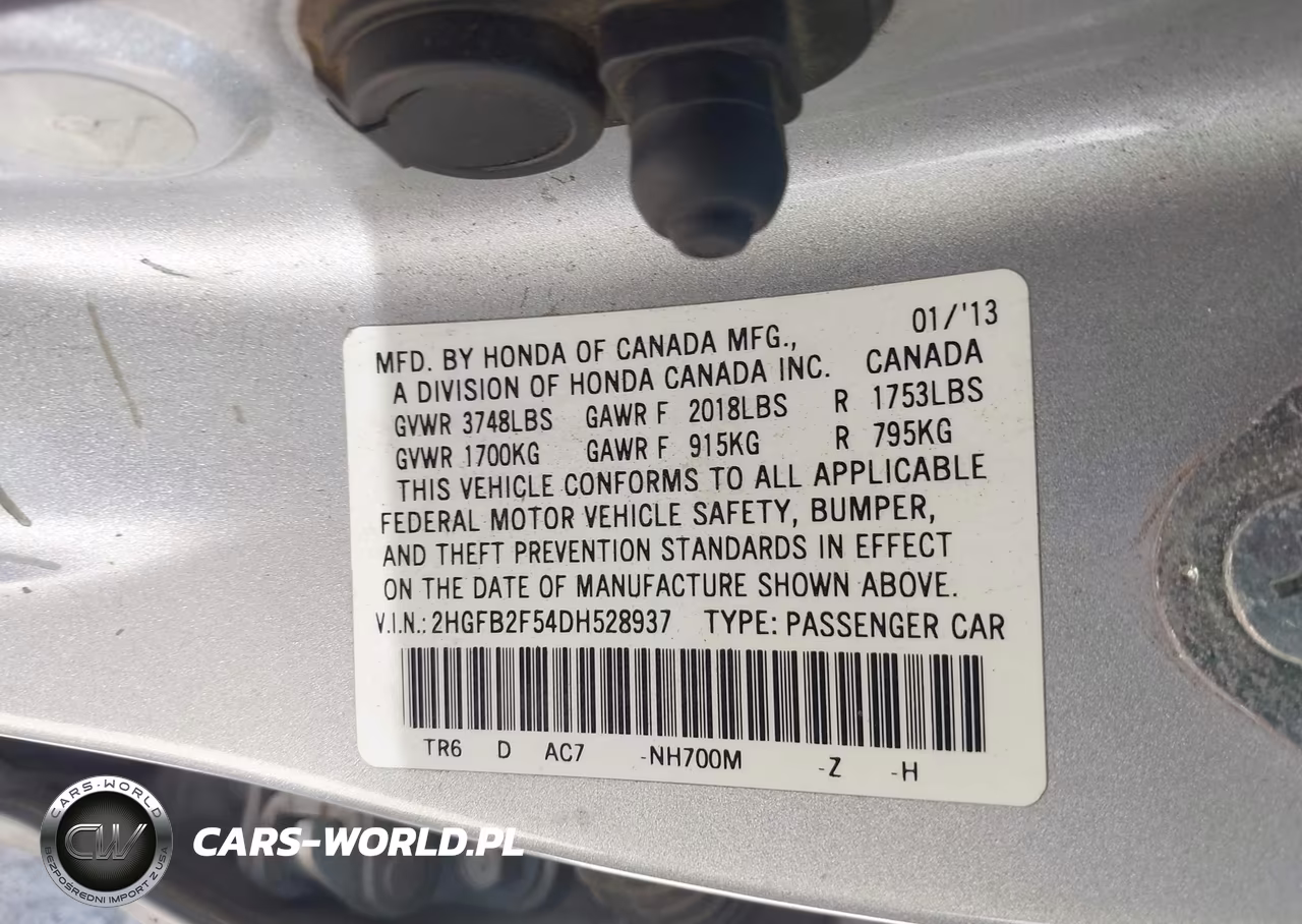 2013 Honda Civic Lx VIN:2HGFB2F54DH528937 - 9