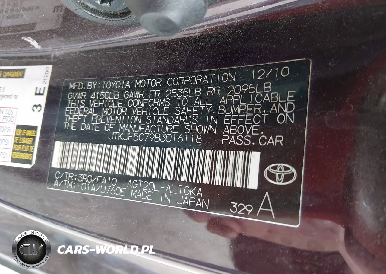 2011 Scion Tc VIN:JTKJF5C79B3016118 - 9