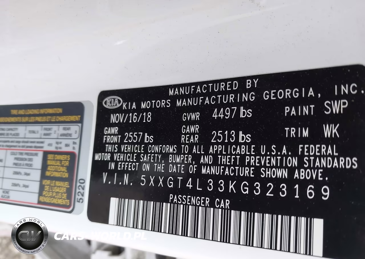 2019 Kia Optima Lx VIN:5XXGT4L33KG323169 - 9