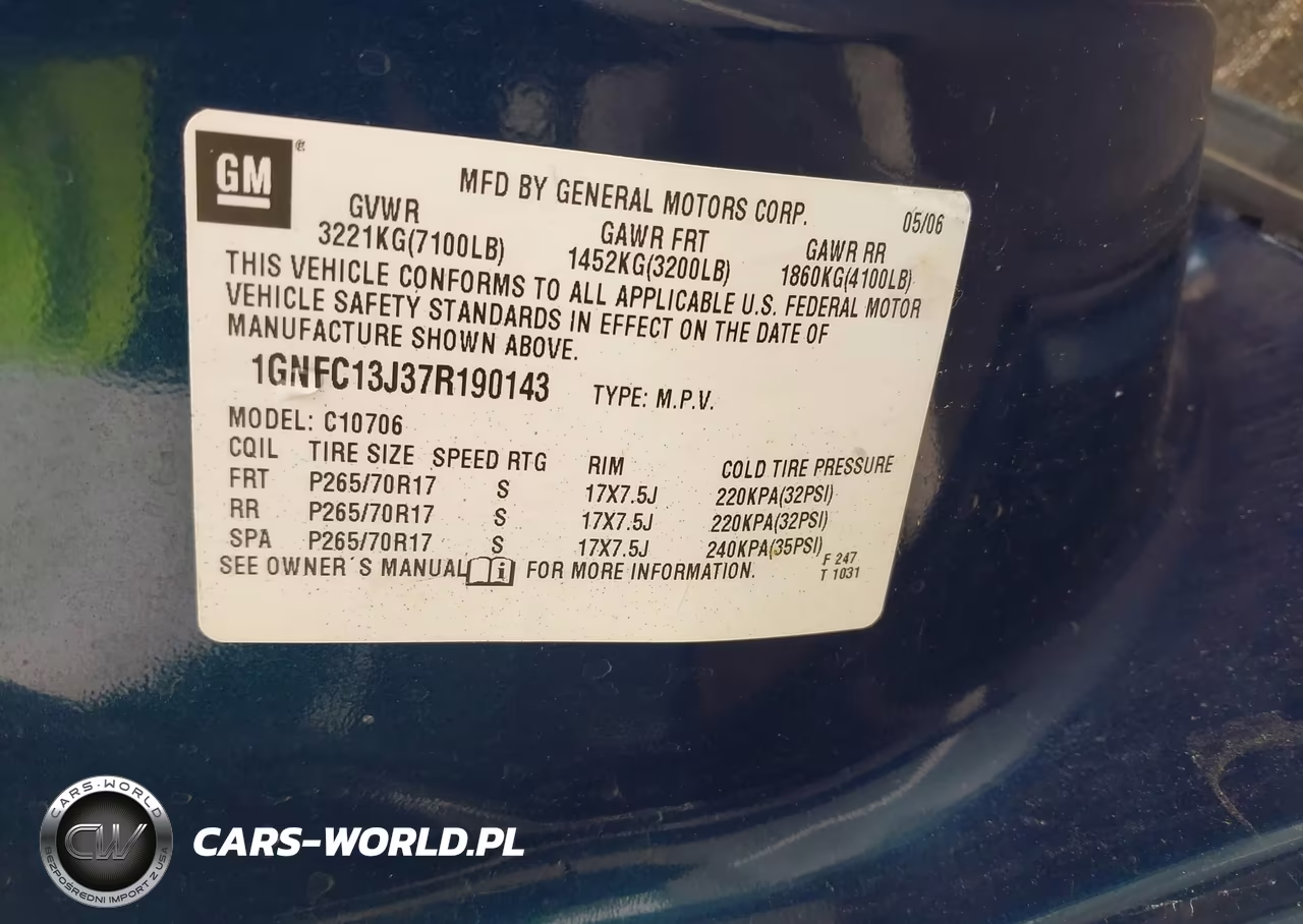 2007 Chevrolet Tahoe Lt VIN:1GNFC13J37R190143 - 9