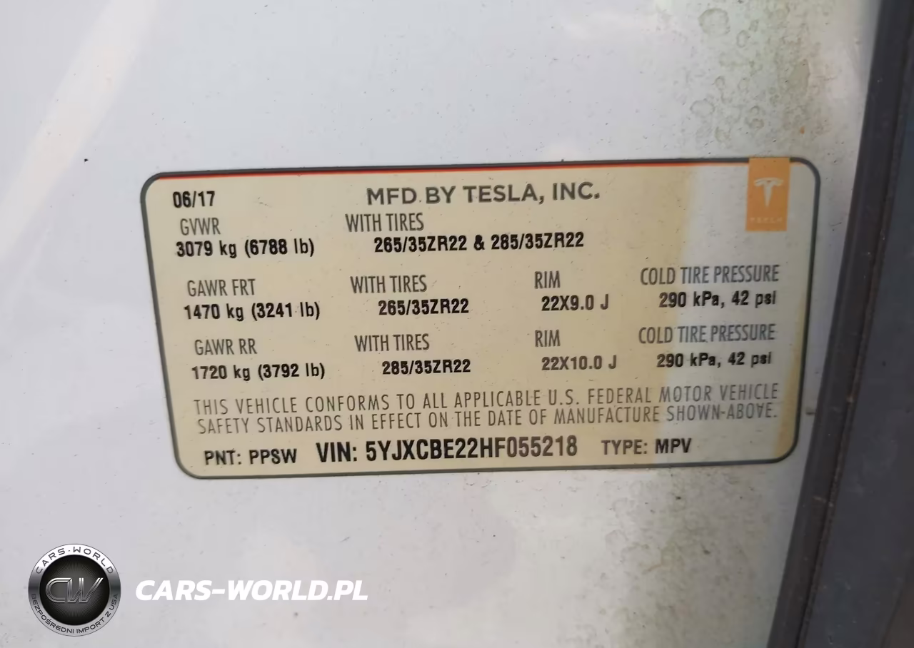 2017 Tesla Model X 100D-75D-90D VIN:5YJXCBE22HF055218 - 9