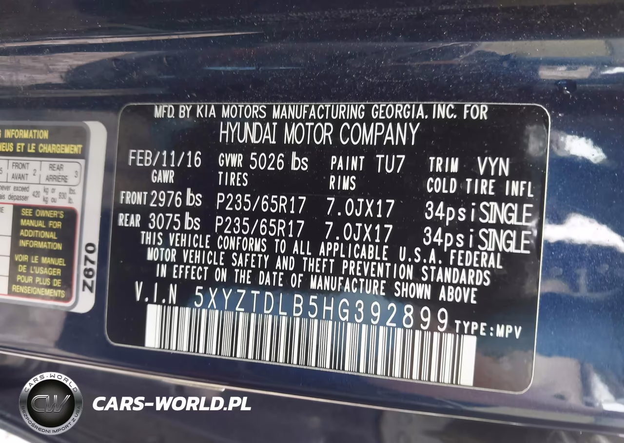 2017 Hyundai Santa Fe Sport 2.4L VIN:5XYZTDLB5HG392899 - 9