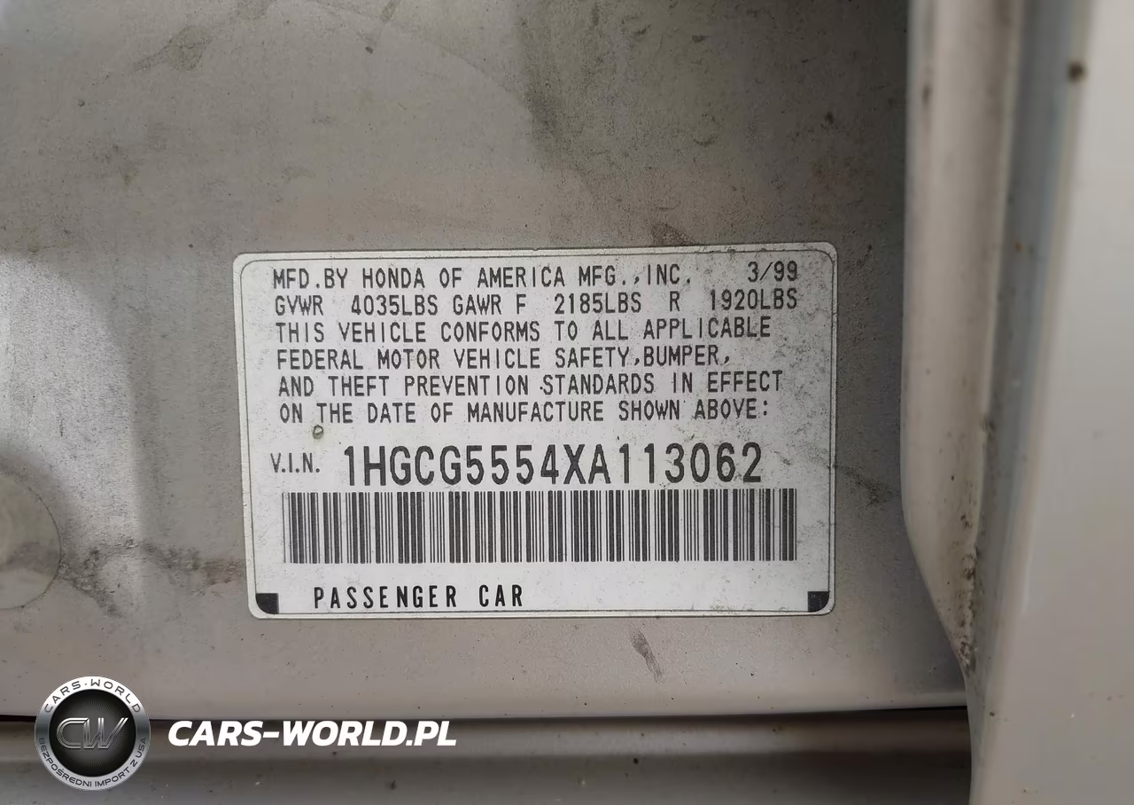 1999 Honda Accord Ex VIN:1HGCG5554XA113062 - 9