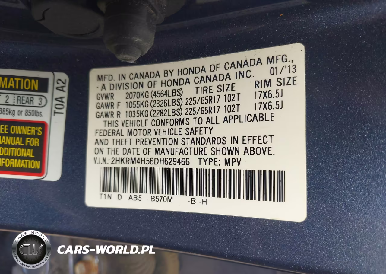 2013 Honda Cr-V Ex VIN:2HKRM4H56DH629466 - 9