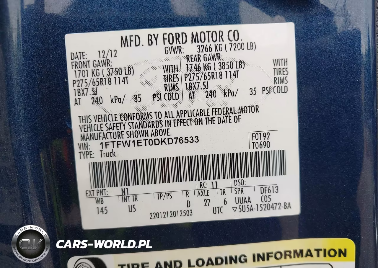 2013 Ford F-150 Xlt VIN:1FTFW1ET0DKD76533 - 9