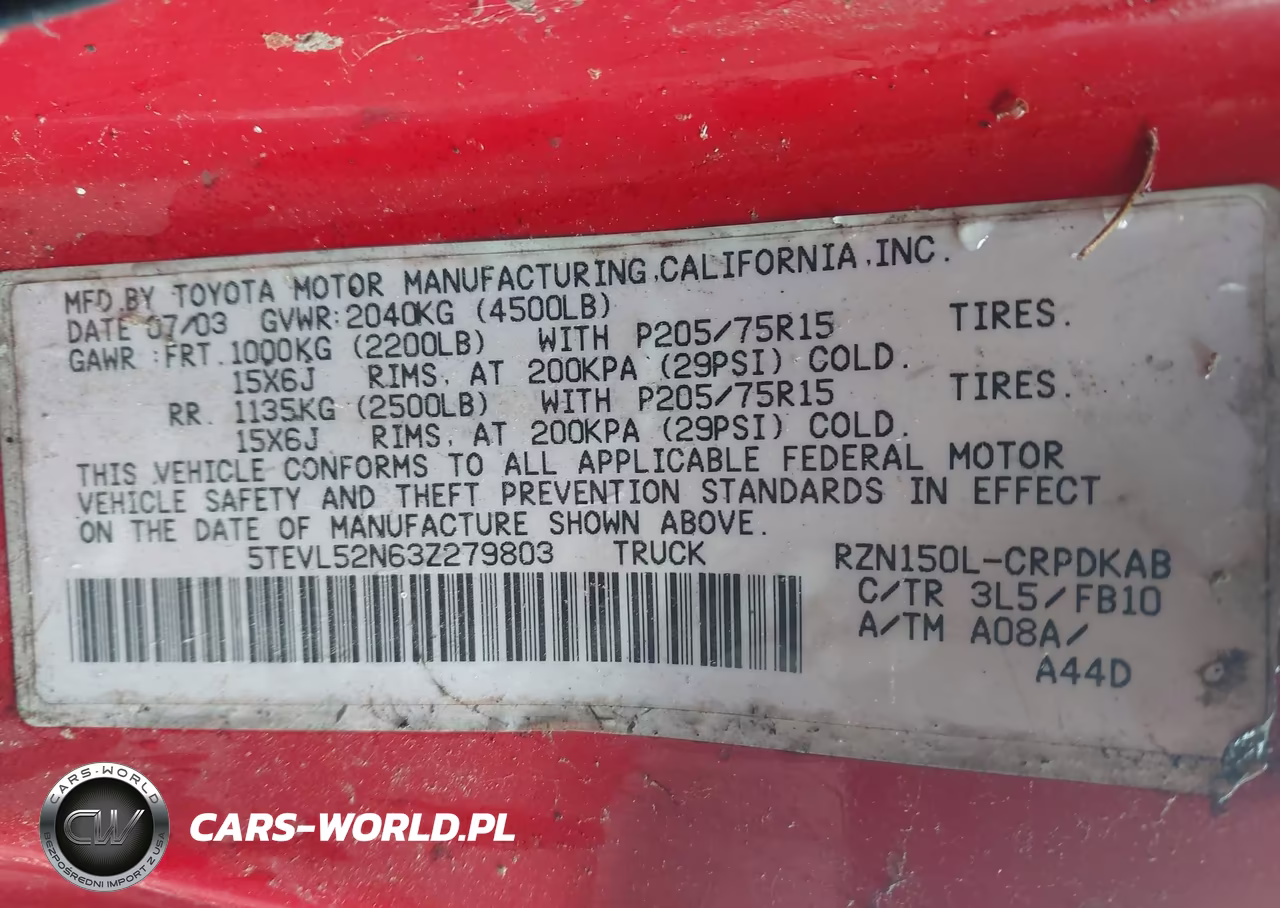 2003 Toyota Tacoma VIN:5TEVL52N63Z279803 - 9