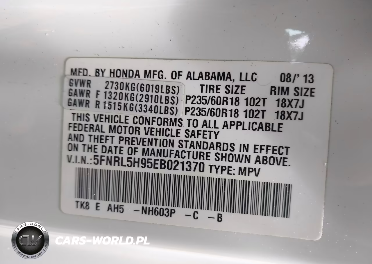 2014 Honda Odyssey Touring VIN:5FNRL5H95EB021370 - 9
