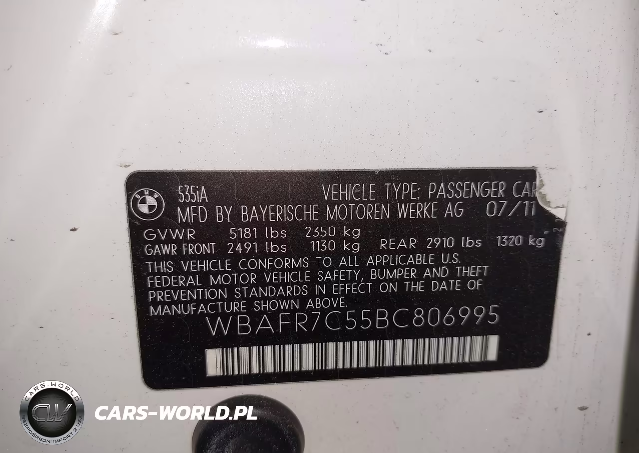 2011 BMW 535I VIN:WBAFR7C55BC806995 - 9