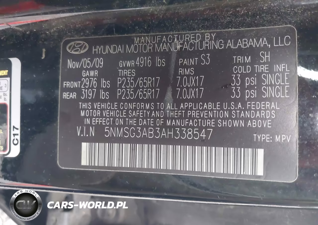 2010 Hyundai Santa Fe Gls VIN:5NMSG3AB3AH338547 - 9