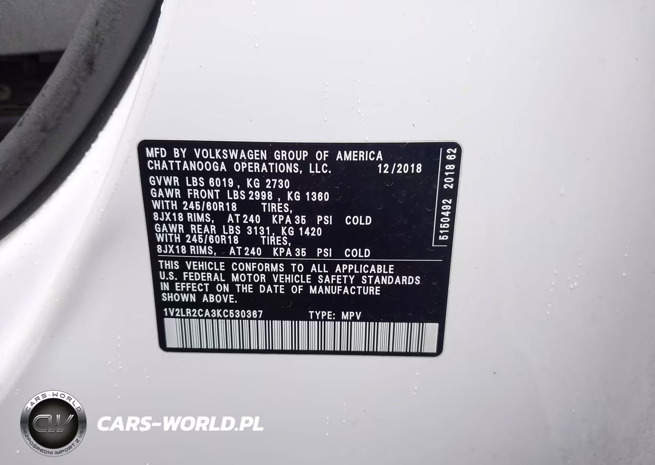 2019 Volkswagen Atlas 3.6L V6 Se VIN:1V2LR2CA3KC530367 - 9