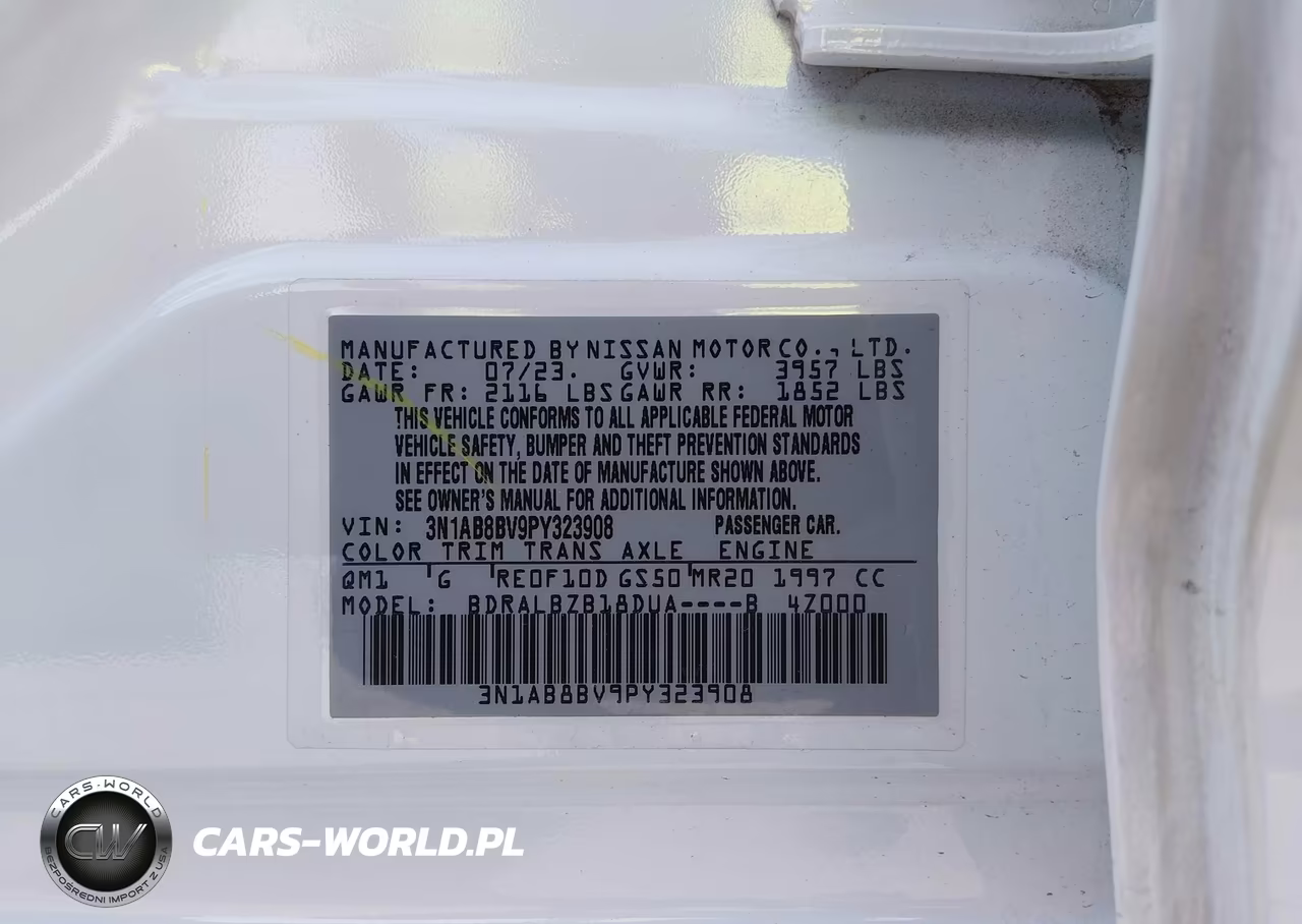 2023 Nissan Sentra S Xtronic Cvt VIN:3N1AB8BV9PY323908 - 7