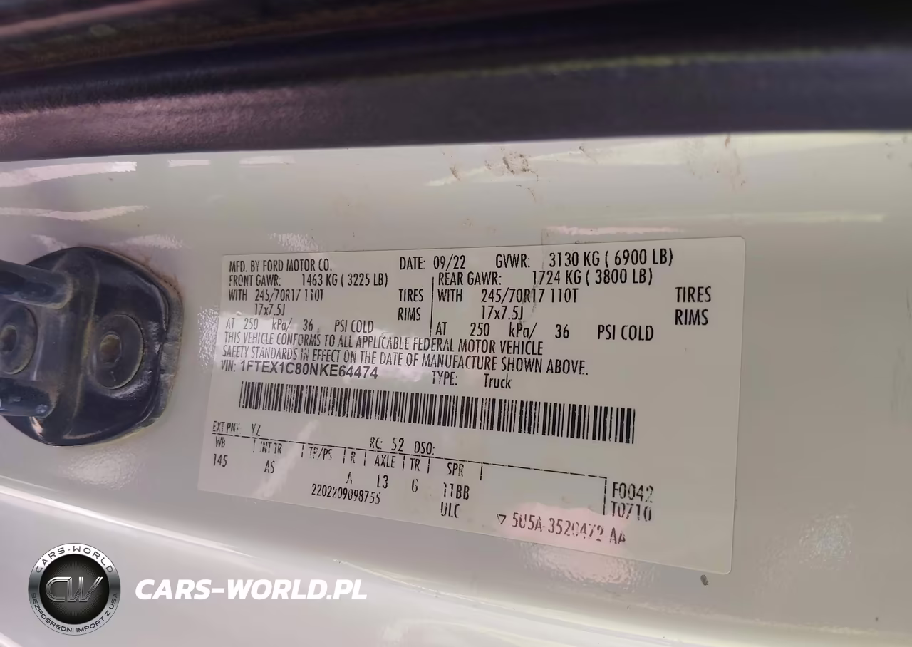 2022 Ford F-150 Xl VIN:1FTEX1C80NKE64474 - 9