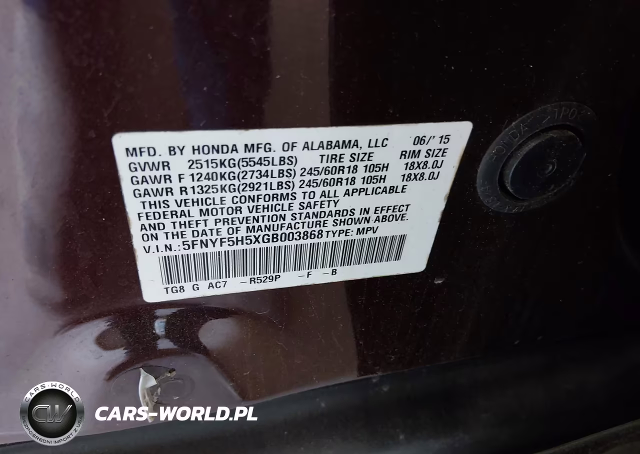2016 Honda Pilot Ex-L VIN:5FNYF5H5XGB003868 - 9
