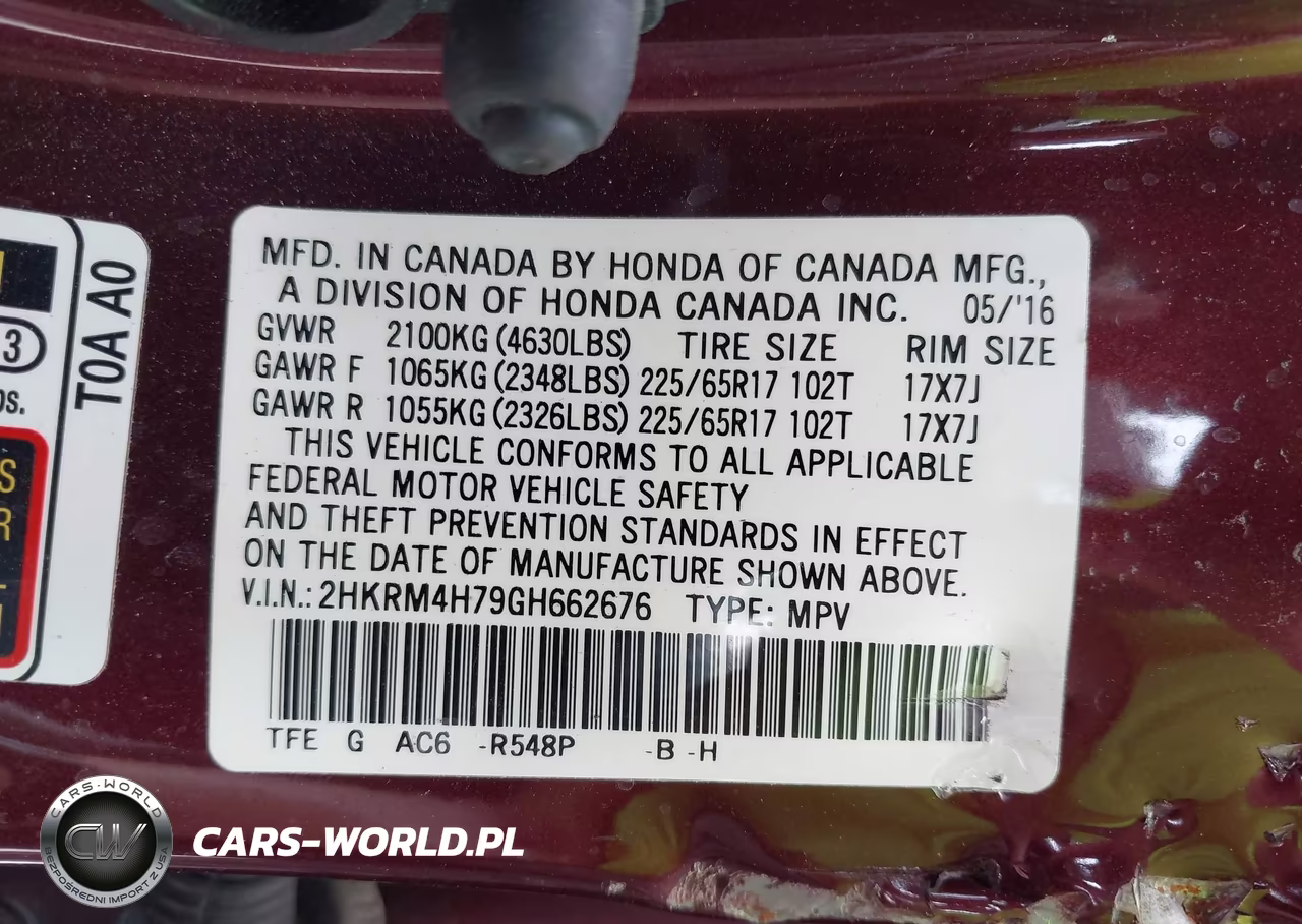 2016 Honda Cr-V Ex-L VIN:2HKRM4H79GH662676 - 9