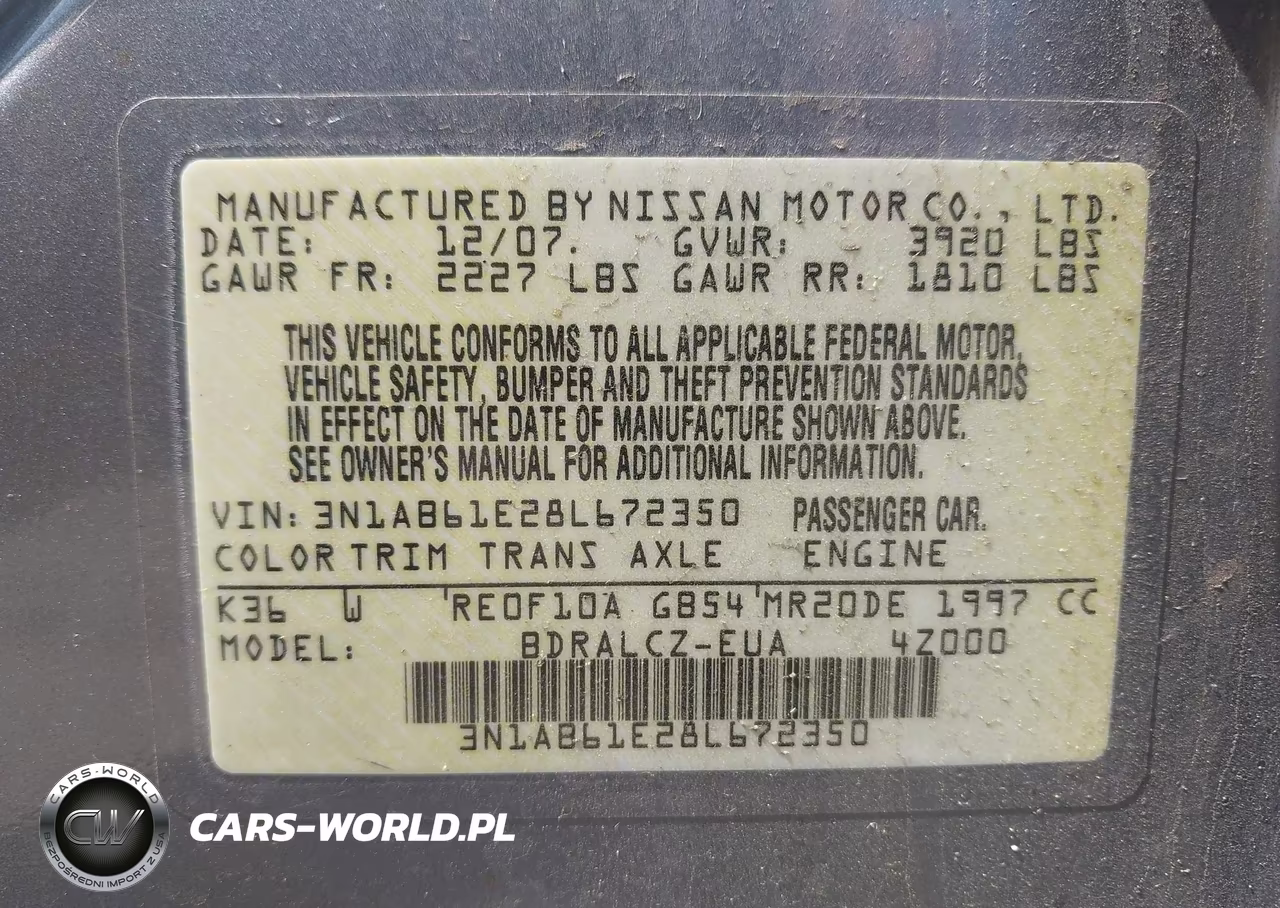 2008 Nissan Sentra 2.0 VIN:3N1AB61E28L672350 - 9