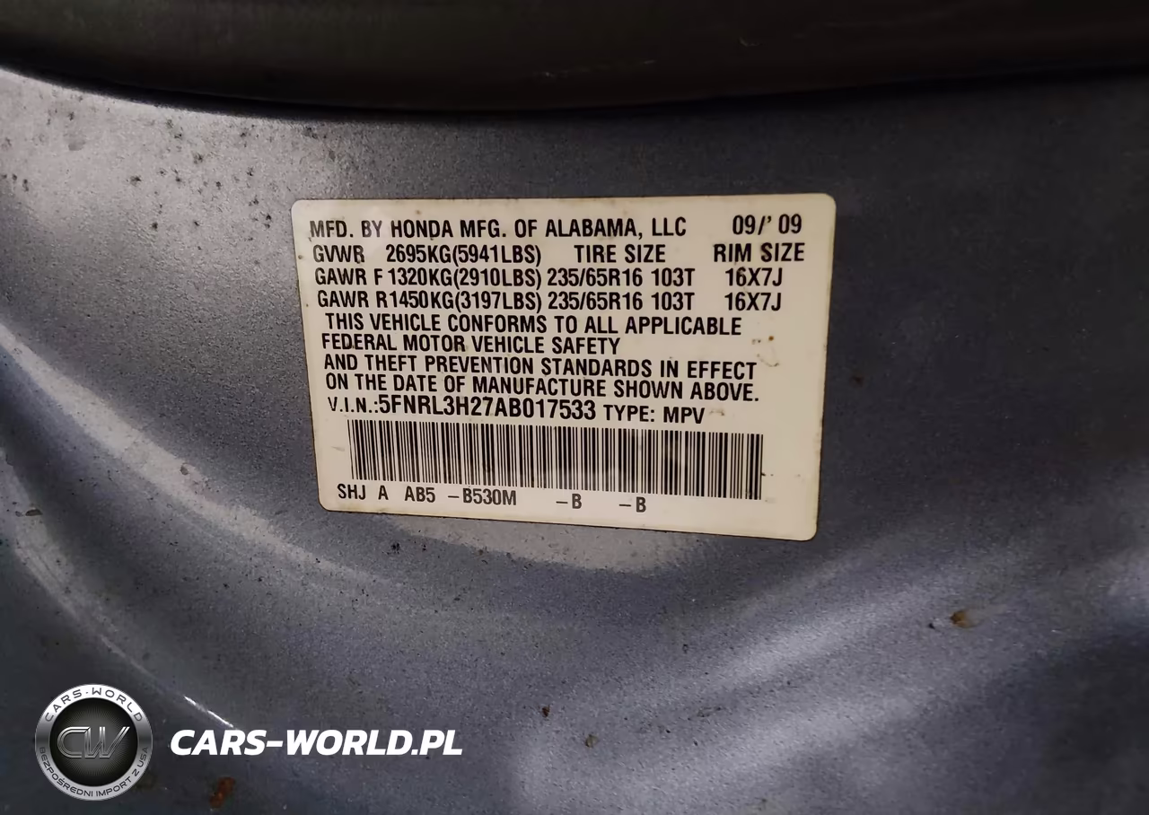2010 Honda Odyssey Lx VIN:5FNRL3H27AB017533 - 9
