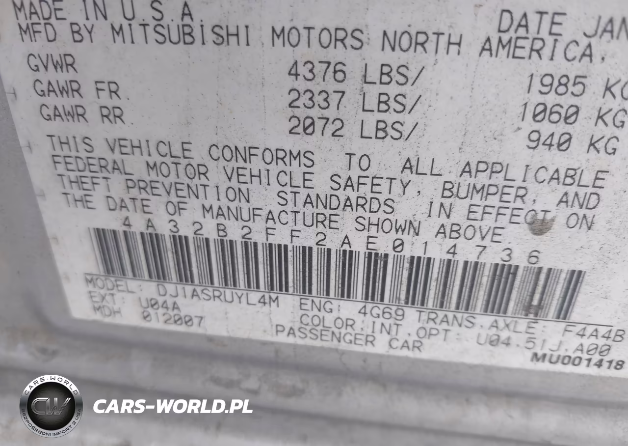 2010 Mitsubishi Galant Fe VIN:4A32B2FF2AE014736 - 9