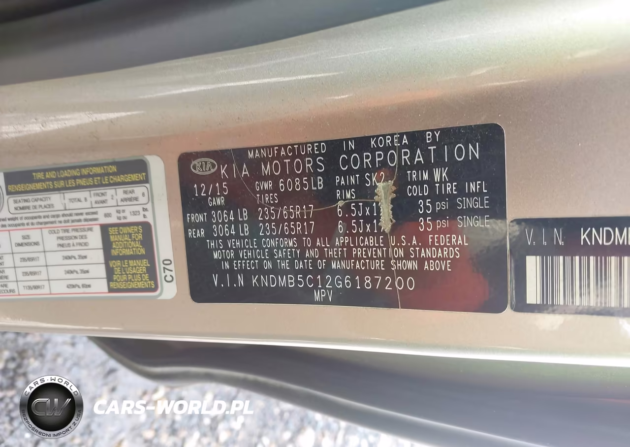 2016 Kia Sedona Lx VIN:KNDMB5C12G6187200 - 9