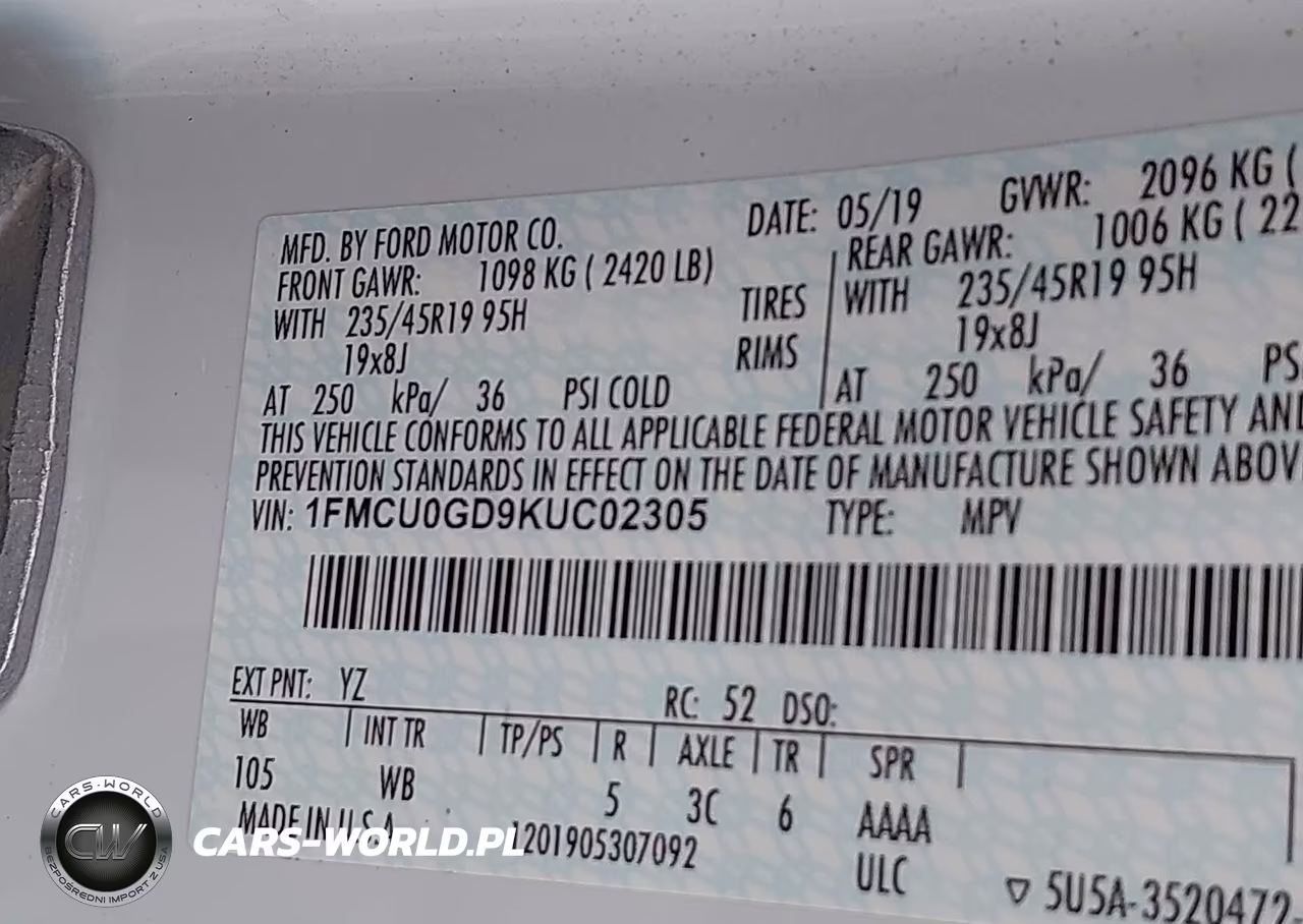 2019 Ford Escape Se VIN:1FMCU0GD9KUC02305 - 9