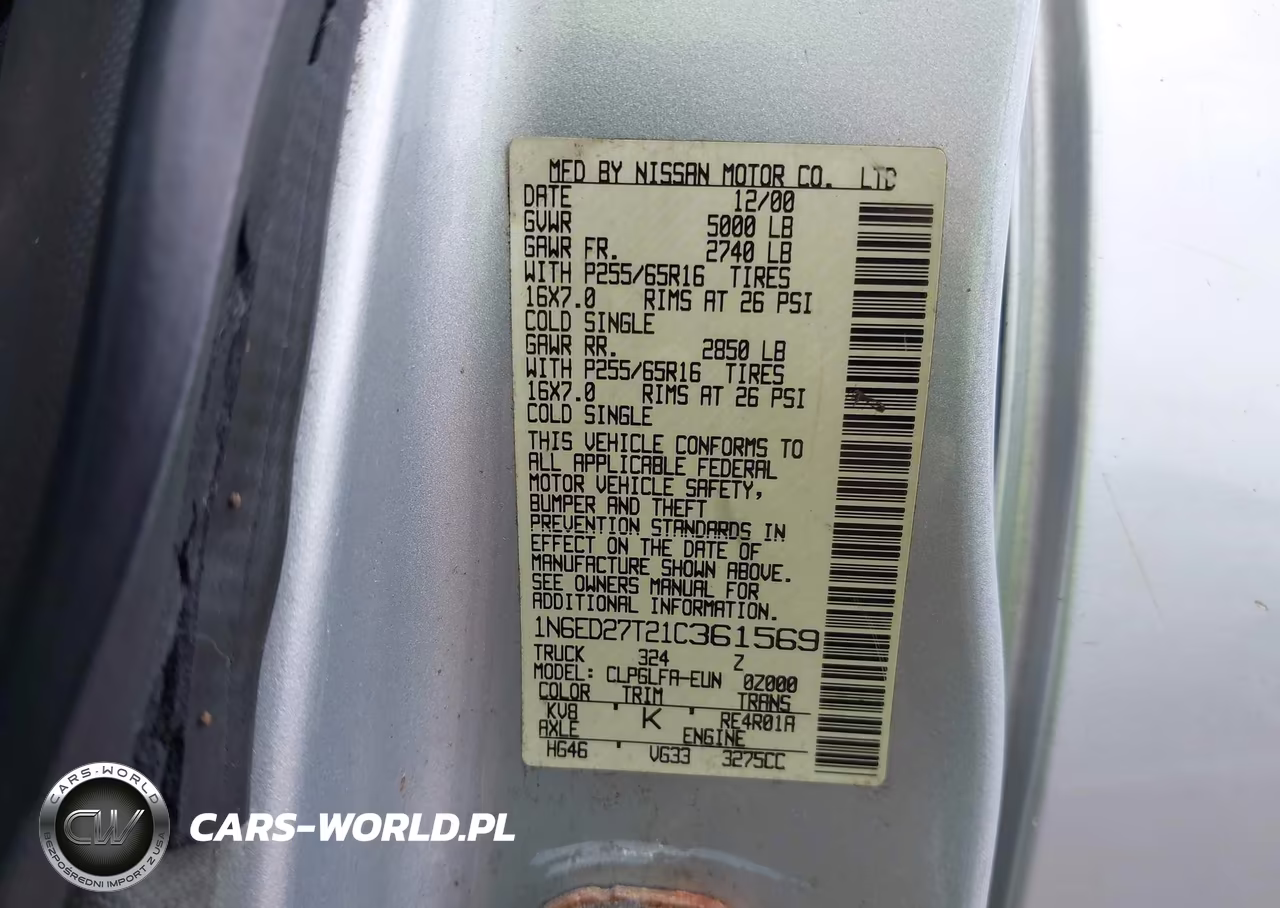 2001 Nissan Frontier Se-V6 VIN:1N6ED27T21C361569 - 9