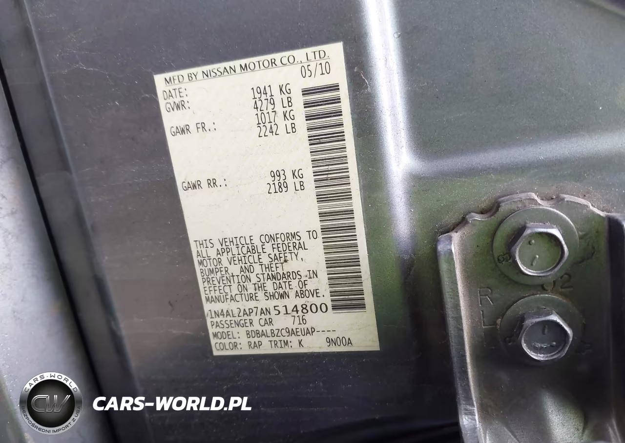 2010 Nissan Altima 2.5 S VIN:1N4AL2AP7AN514800 - 9