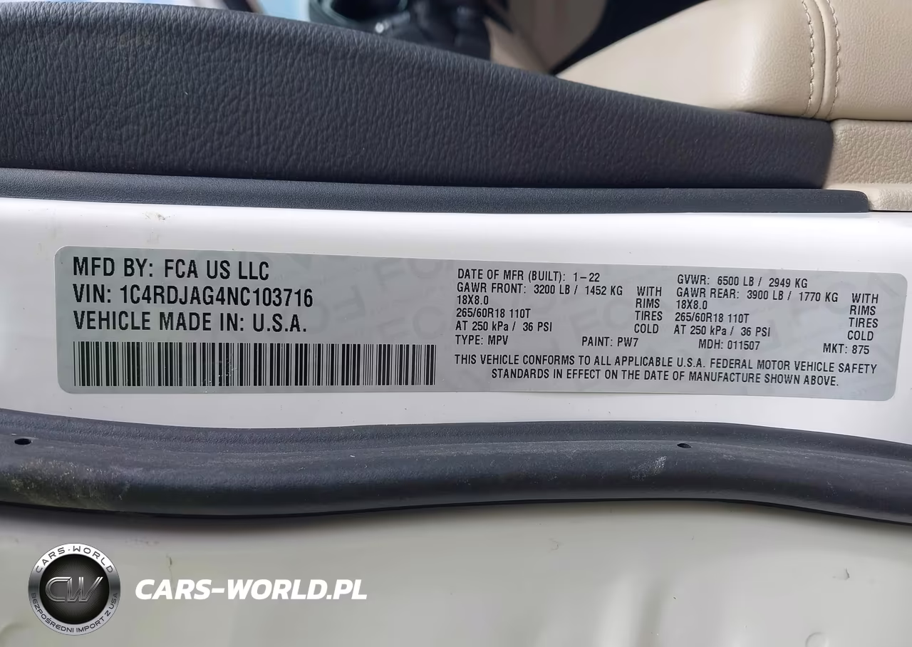2022 Dodge Durango Sxt Awd VIN:1C4RDJAG4NC103716 - 9
