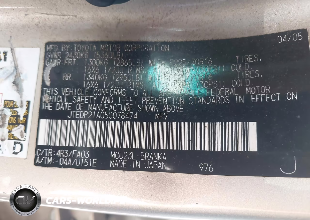 2005 Toyota Highlander V6 VIN:JTEDP21A050078474 - 9